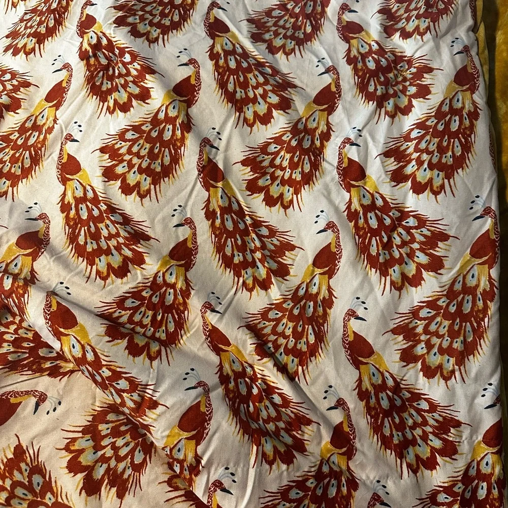 Opalhouse Red and Yellow Peacock Print Cotton Comforter Cover
